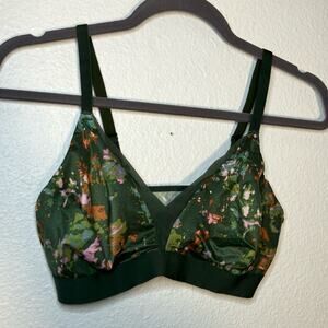 Auden Triangle Bralette Multi Colored Hunter Olive Lace‎ Trim